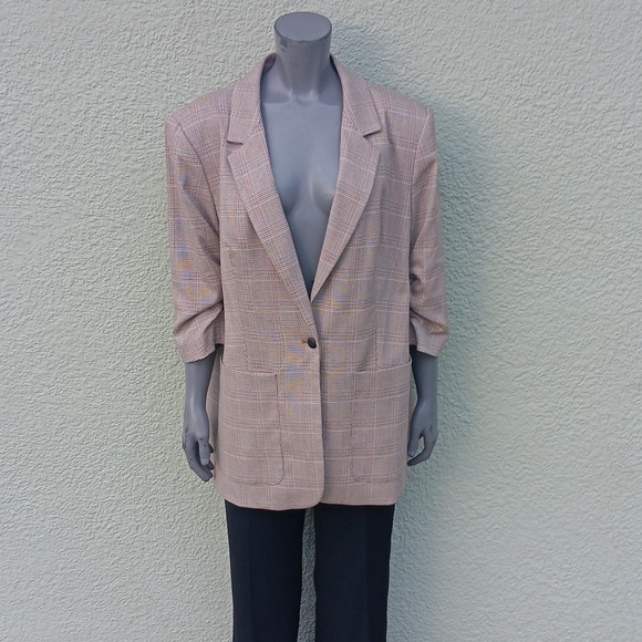 CALVIN KLEIN LADIES (1) BUTTON MULTI-COLOR HOUNDSTOOTH LUXURY BLAZER - Picture 8 of 17